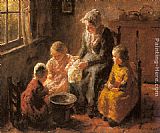 Virgin And Child in an Interior Paintings - Mother and Children in an Interior by Bernard Jean Corneille Pothast